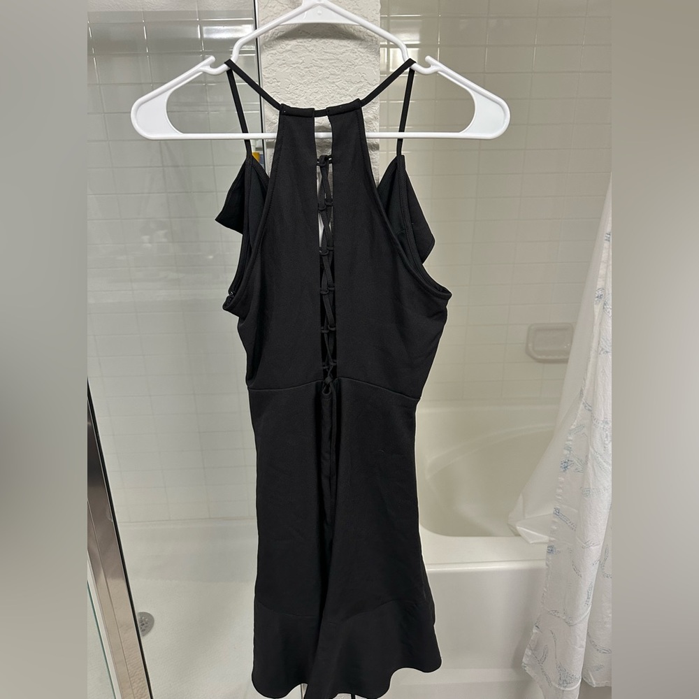Black Ruffled Mini Dress - Picture 2 of 5